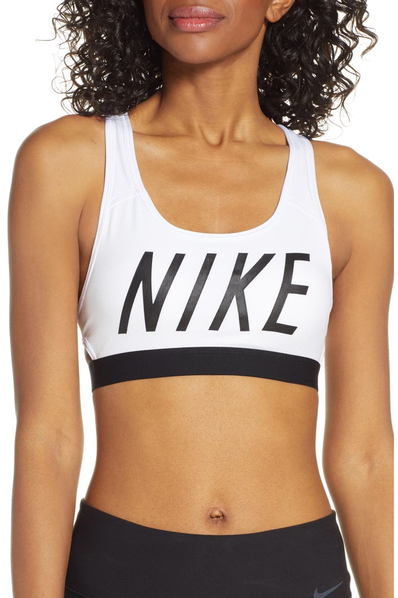 Classic Logo Sports Bra, Main, color, WHITE/ BLACK/ BLACK