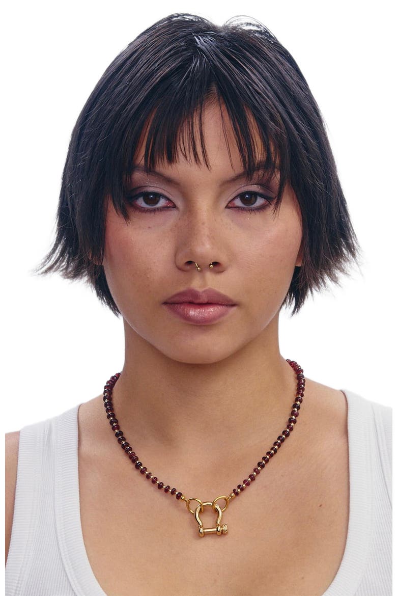 Ruby Red Garnet Gold Plated Necklace, Alternate, color, Red