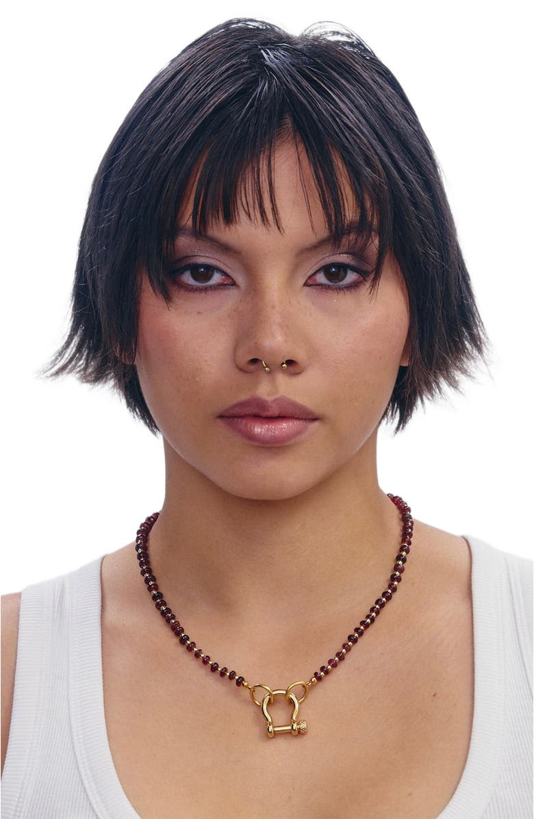 SHOP SPICY DAN Ruby Red Garnet Gold Plated Necklace, Alternate, color, Red