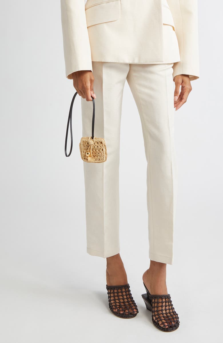 Jacquemus Le Porte Spiaggia Raffia AirPod Pouch, Alternate, color, Natural 142