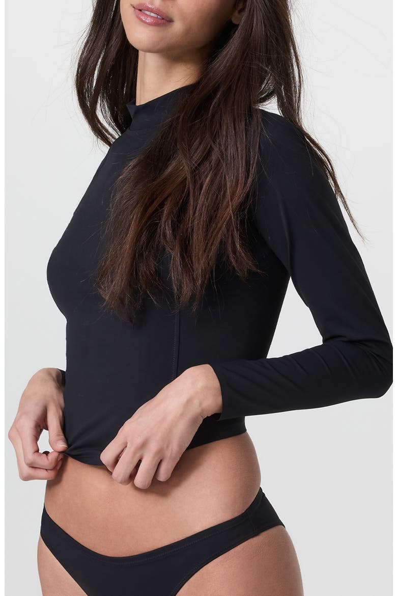 Crush Long Sleeve Crop Rashguard, Alternate, color, BLACK