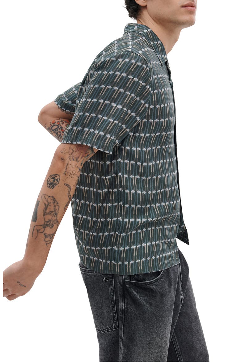 Avery Printed Button-Up Shirt, Alternate, color, INDIGO STRIPE