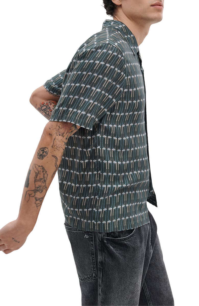 rag & bone Avery Printed Button-Up Shirt, Alternate, color, Indigo Stripe