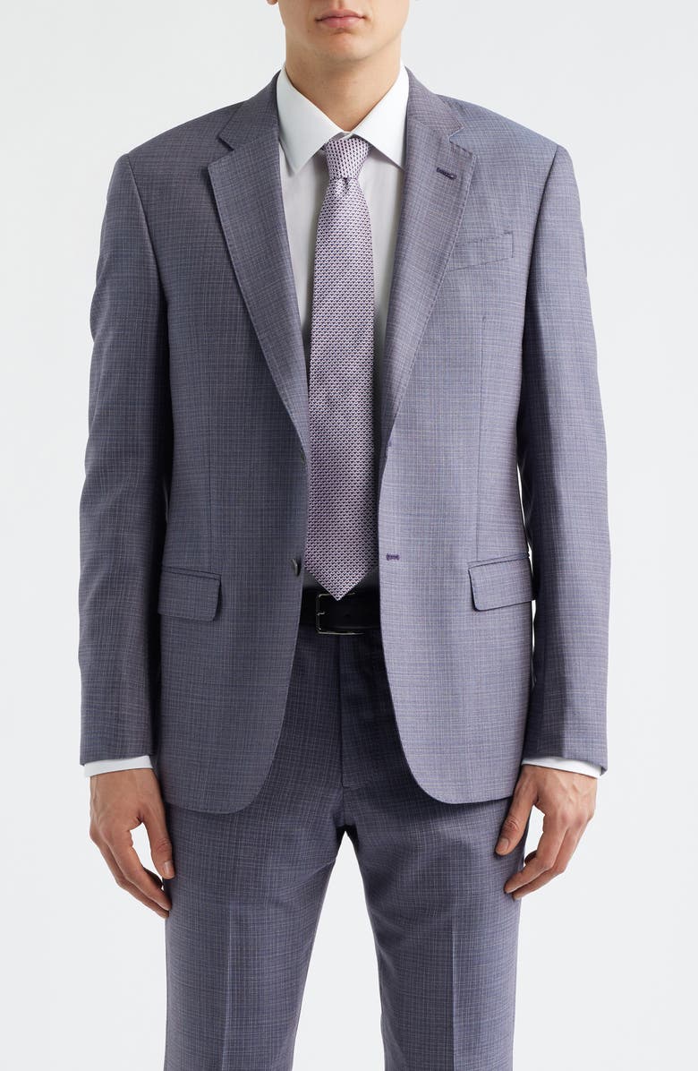 Emporio Armani Purple & Blue Plaid Virgin Wool Suit, Alternate, color, Purple