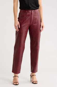 DL1961 Patti High Waist Ankle Straight Leg Leather Pants