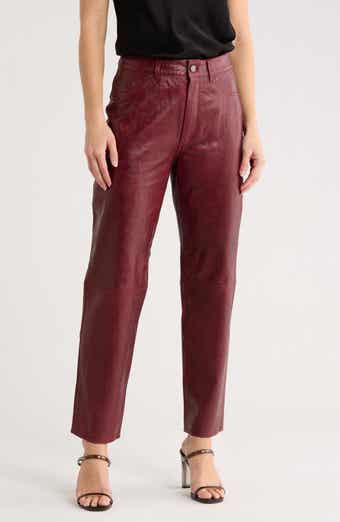 DL1961 Patti High Waist Ankle Straight Leg Leather Pants