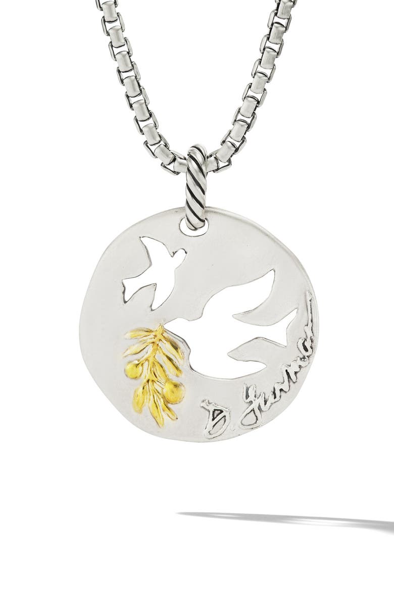 David Yurman DY Elements<sup>®</sup> Dove Pendant in Sterling Silver with 18K Yellow Gold, Main, color, 