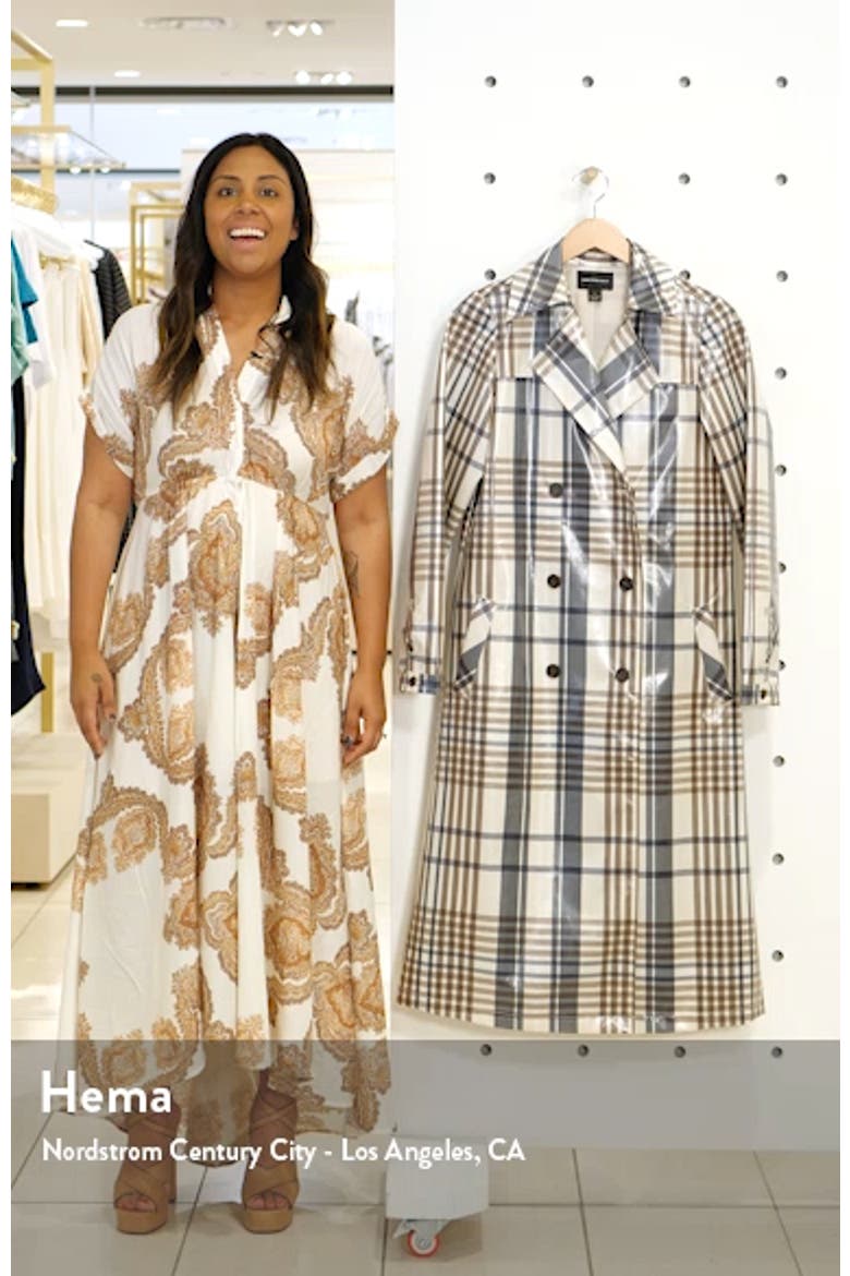 Water Resistant Plaid Glossy Trench Coat (Nordstrom Exclusive) video