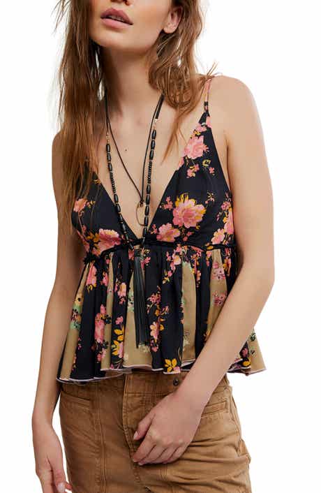 Tillie Floral Plunge Neck Babydoll Top