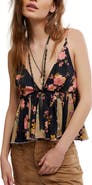 Free People Tillie Floral Plunge Neck Babydoll Top