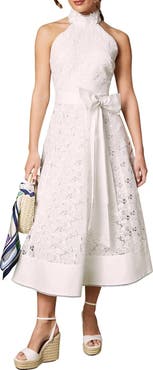 Coast Halterneck Belted Lace Midi Dress