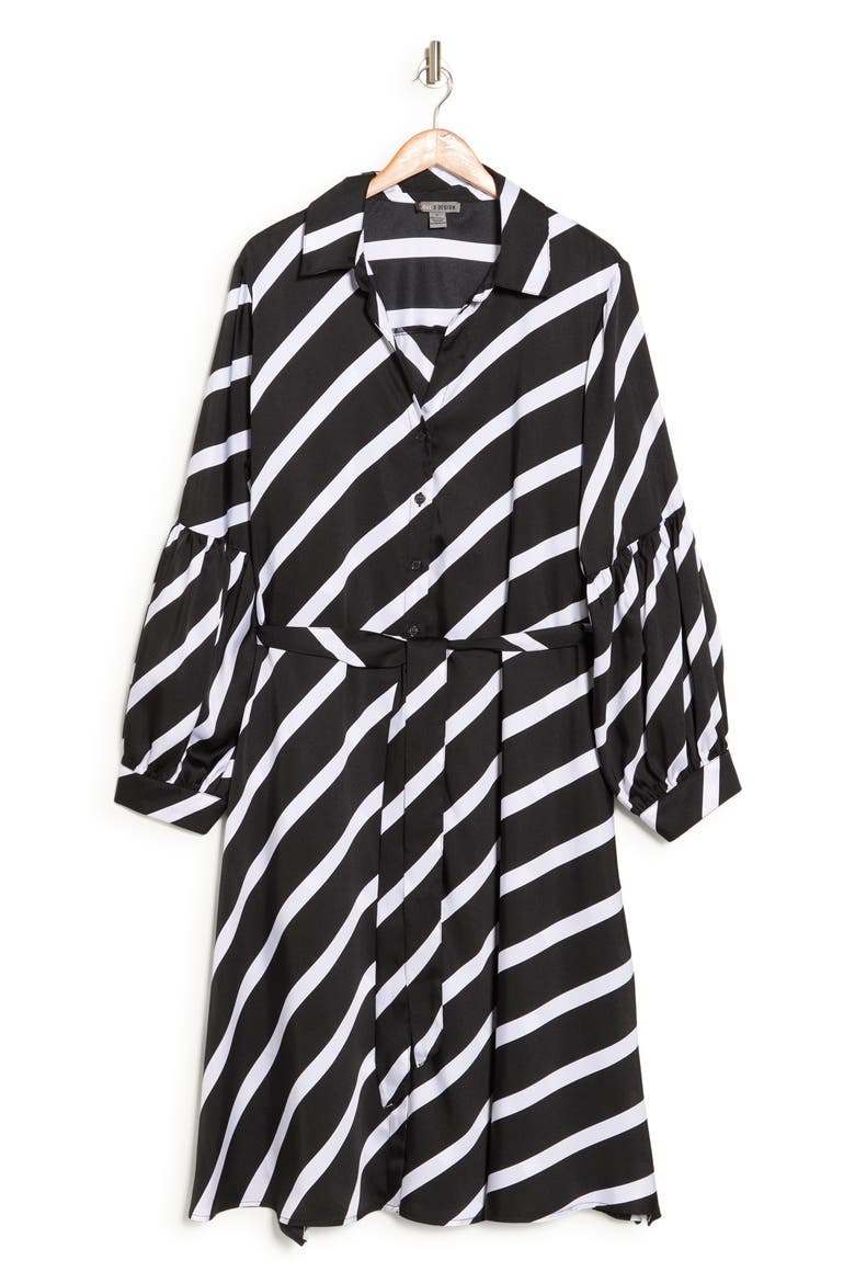 Castaway Stripe Long Sleeve Shirtdress, Alternate, color, BLACK AND WHITE COMBO