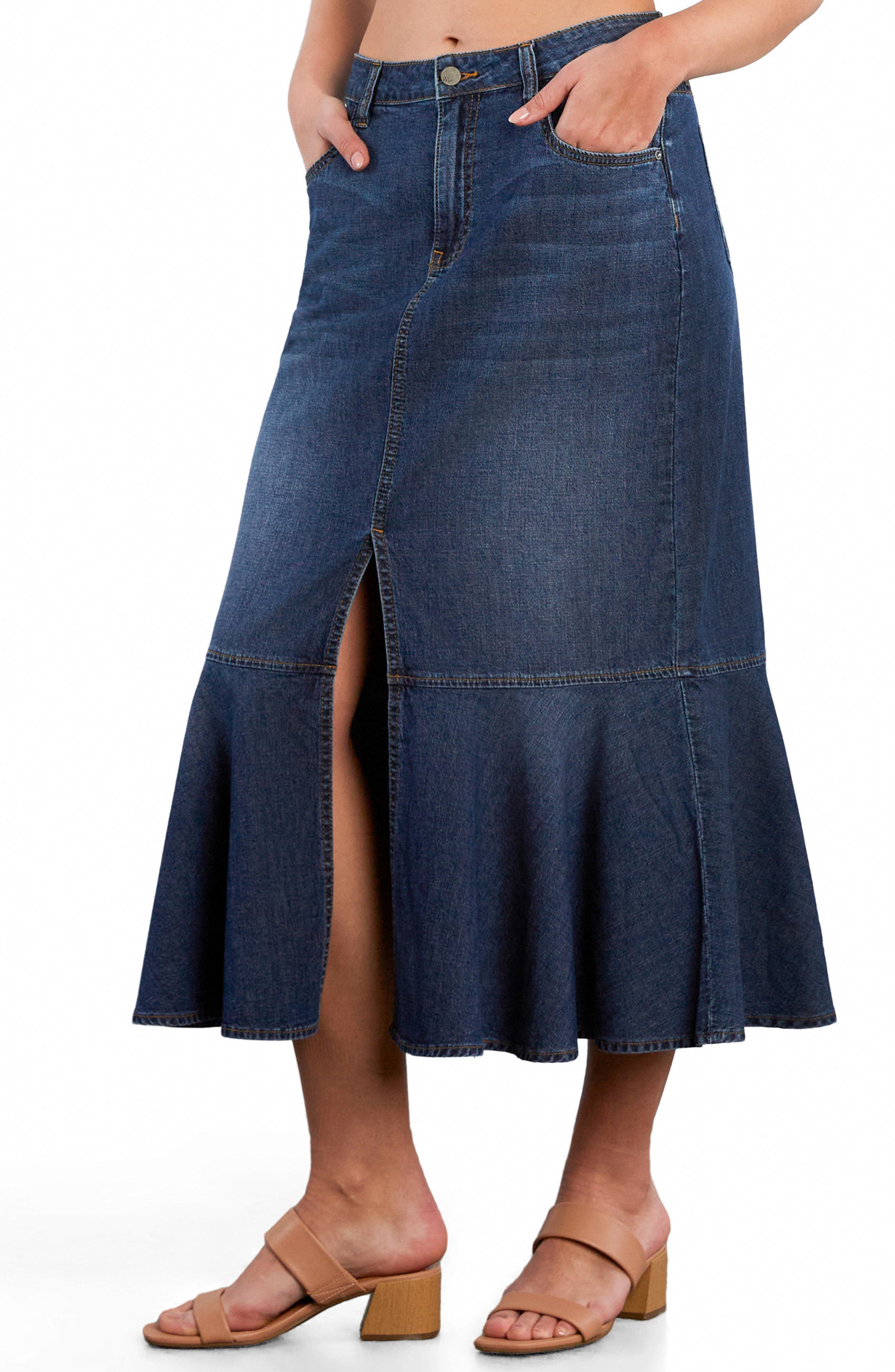 Wash Lab Denim Denim Midi Mermaid Skirt (Women) | Nordstrom
