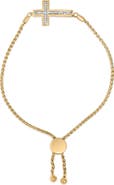 Haus of Brilliance Gold Vermeil Diamond Accent Cross Lariat Bolo Bracelet