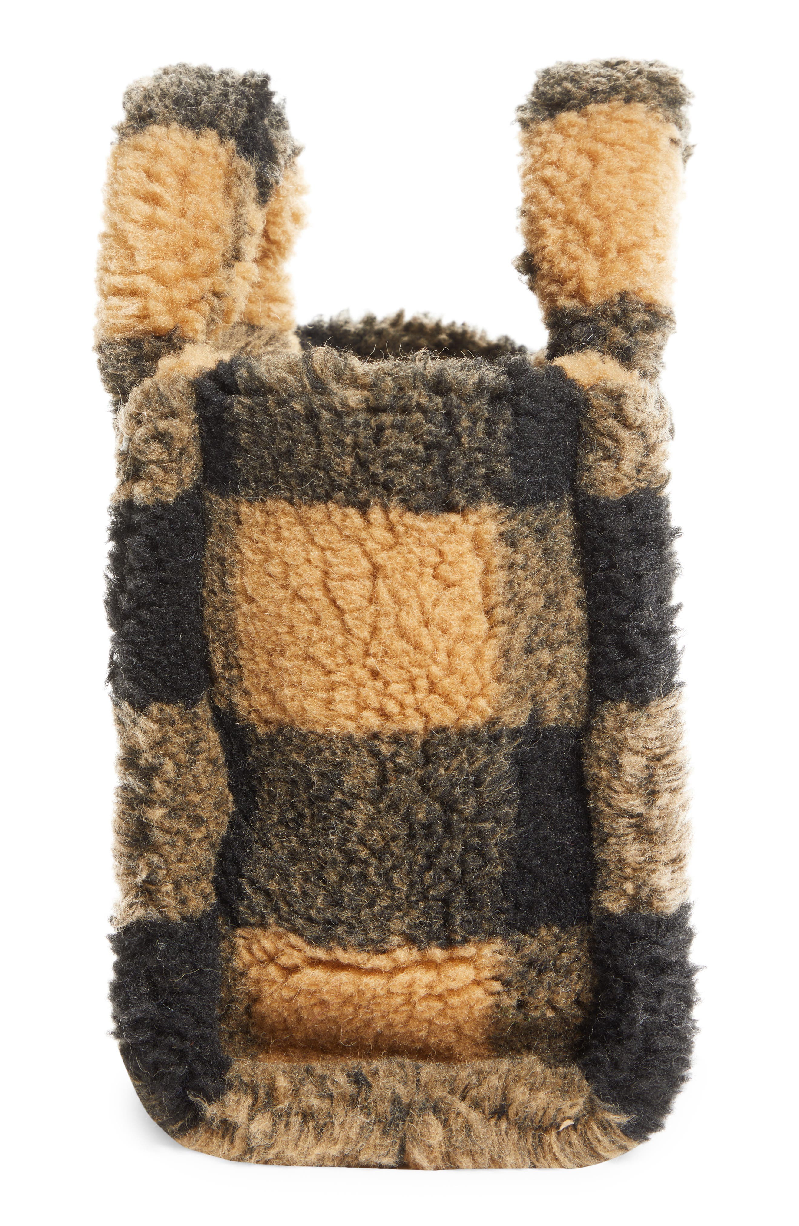 Stand Studio Mini Lizzie Buffalo Check Faux Shearling Tote, Alternate, color, 