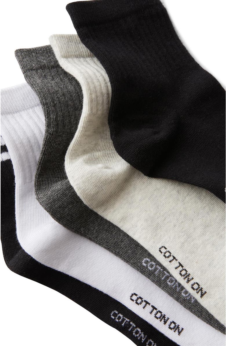 Cotton On 5Pk Quarter Crew Sock, Alternate, color, Black Stripe Grey Mix