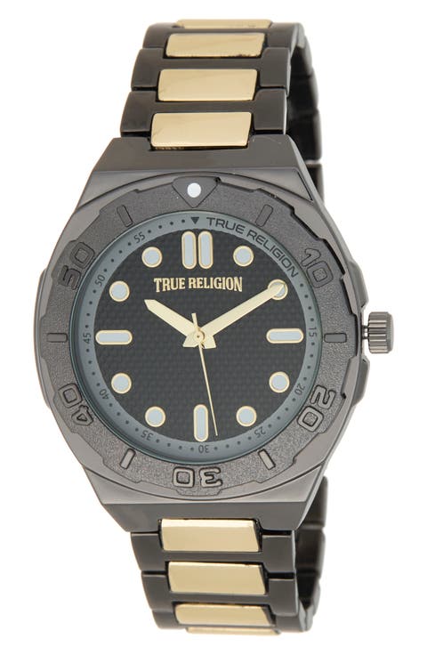 Two Tone Waterproof Bracelet Watch, 44mm