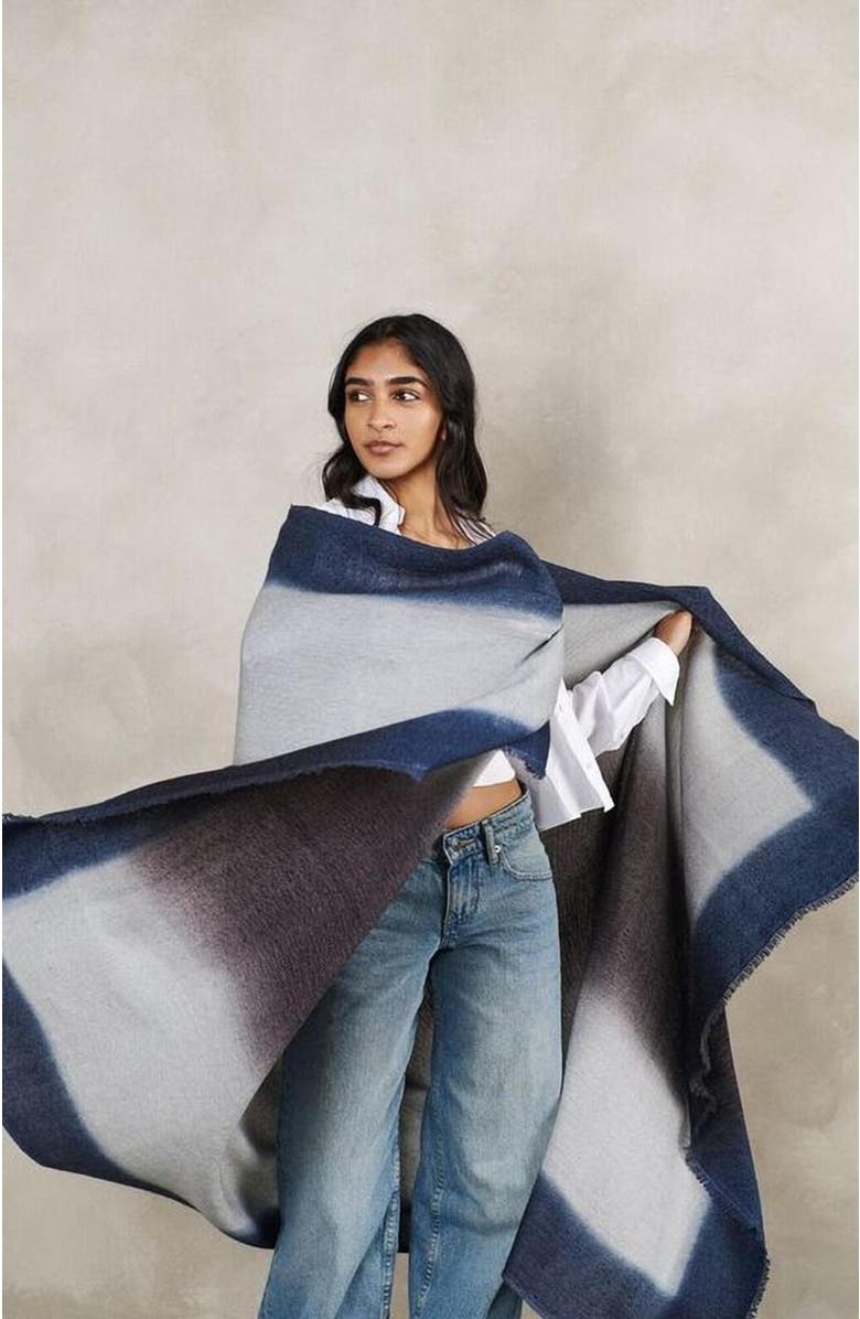 Studio Variously Handloom Handspun Merino Throw, Alternate, color, Blue