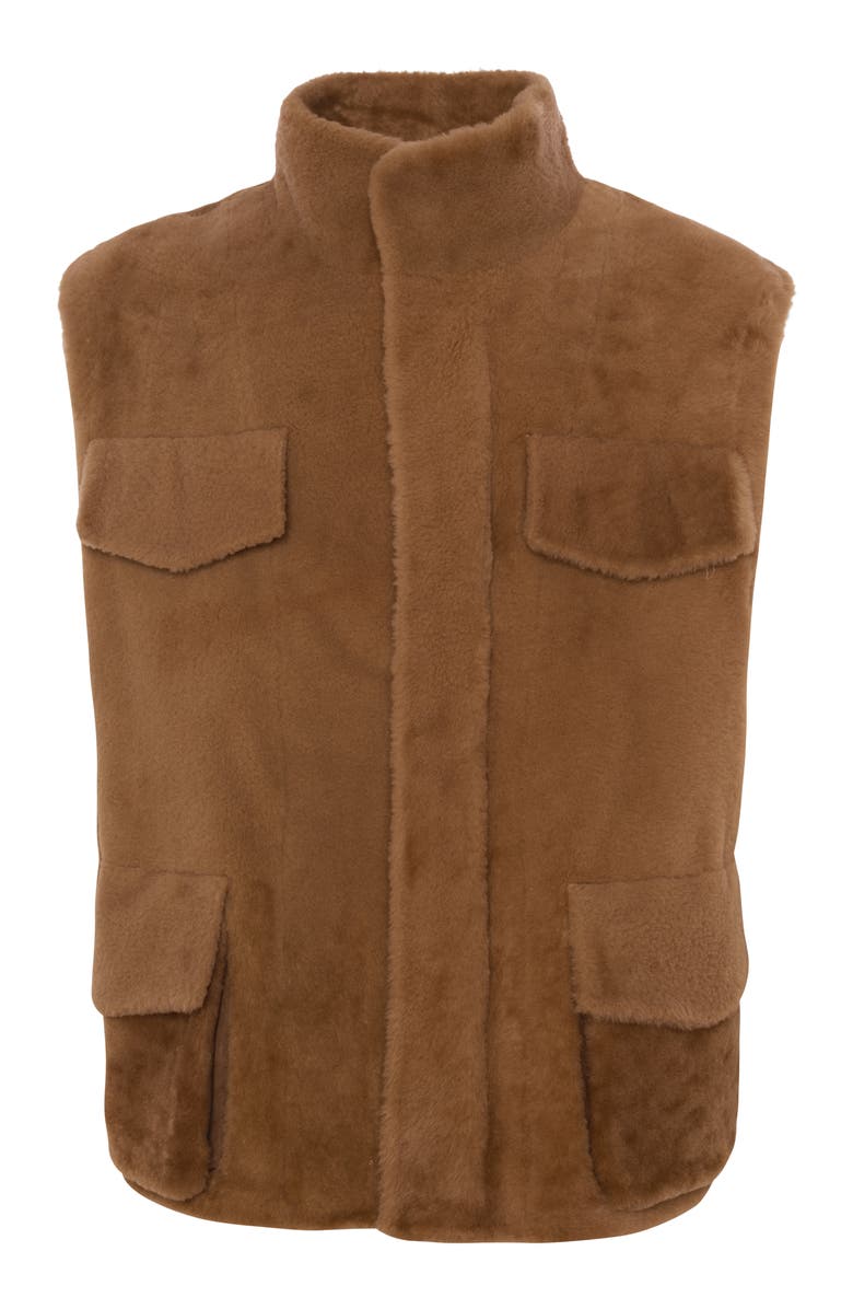 GORSKI Mens Genuine Shearling Vest, Alternate, color, Light Brown