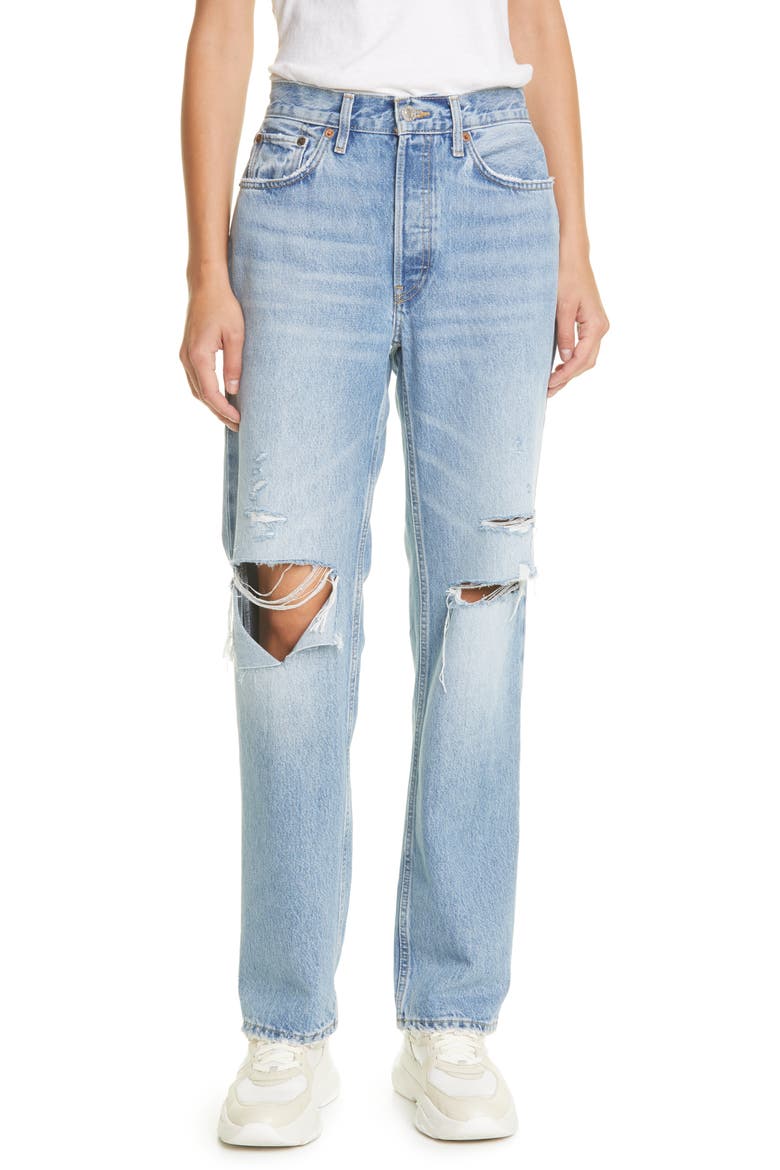 Women's Comfy '90s High Waist Straight Leg Jeans, Main, color, SUNFADED DES