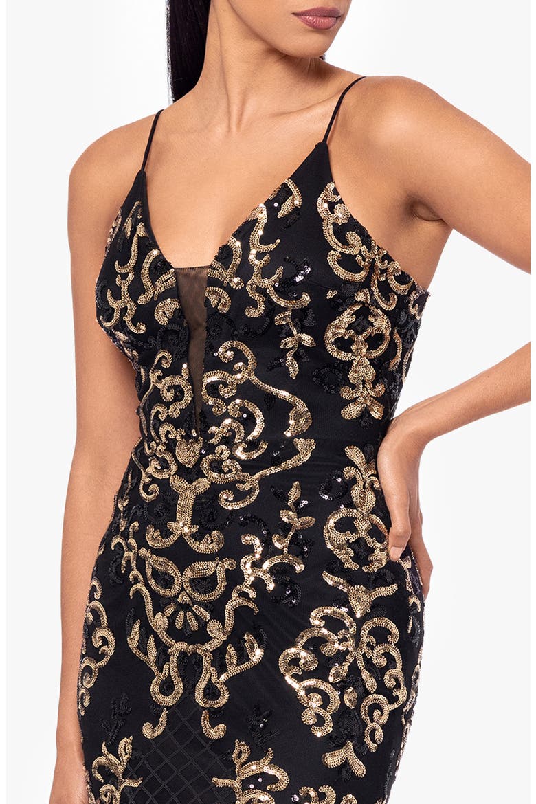 Sequin Mermaid Gown, Alternate, color, BLACK/ GOLD