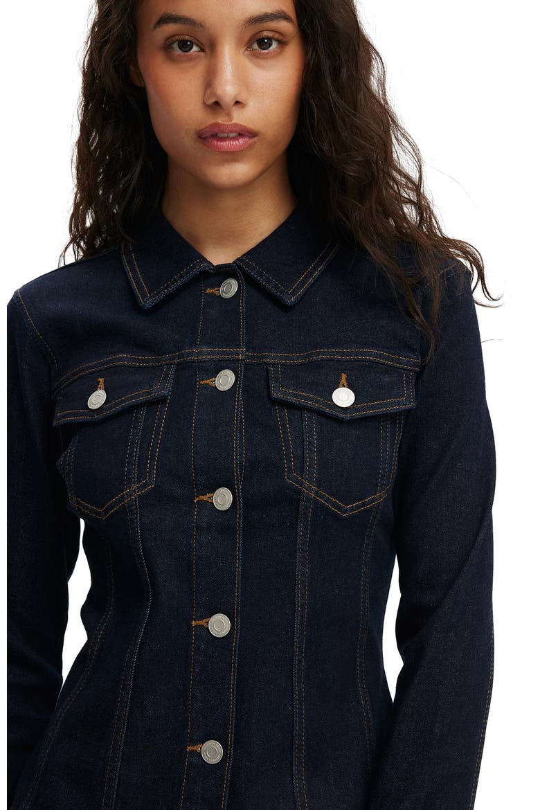 Women's Fitted Denim Jacket, Alternate, color, Aries Blue