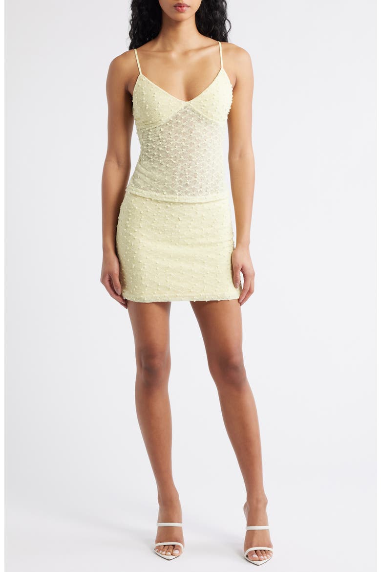 Blazing Heat Textured Camisole & Miniskirt Set, Main, color, YELLOW