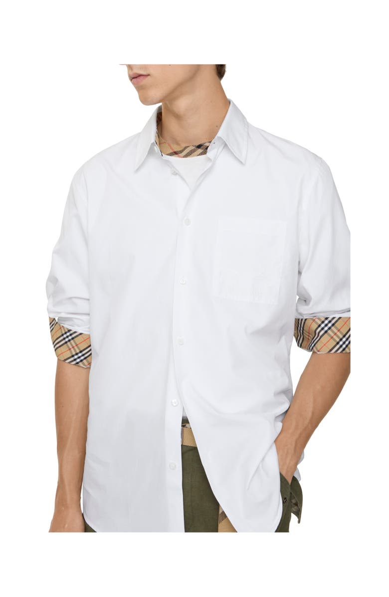 Burberry Regular Fit Cotton Poplin Shirt, Alternate, color, Optic White