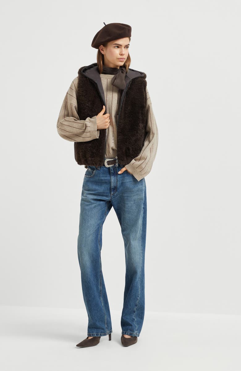 Brunello Cucinelli Dazzling Stripe sweater, Alternate, color, Cocoa