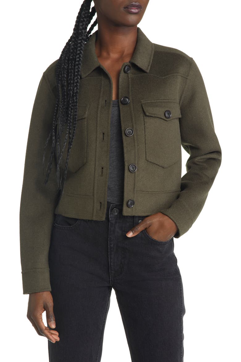 Easton Wool Blend Crop Jacket, Main, color, OLIVE