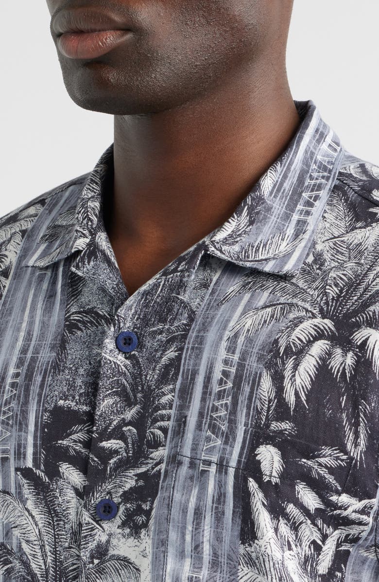 Tommy Bahama Hawaiian Nightfall Linen Camp Shirt, Alternate, color, Dark Gravel