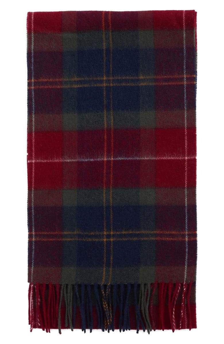 Barbour Tartan Lambswool & Cashmere Fringe Scarf, Alternate, color, Winterberry Tartan