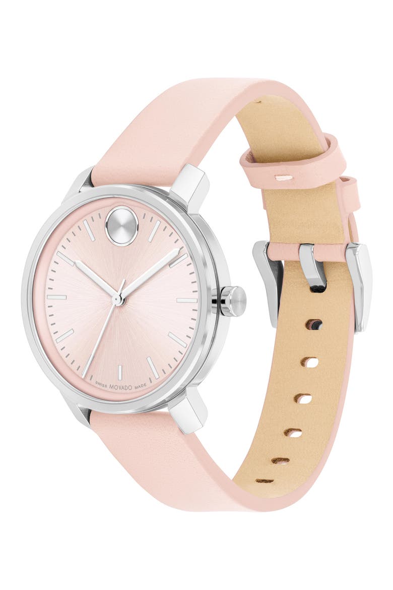 Bold Access Leather Strap Watch, 34mm, Alternate, color, PINK