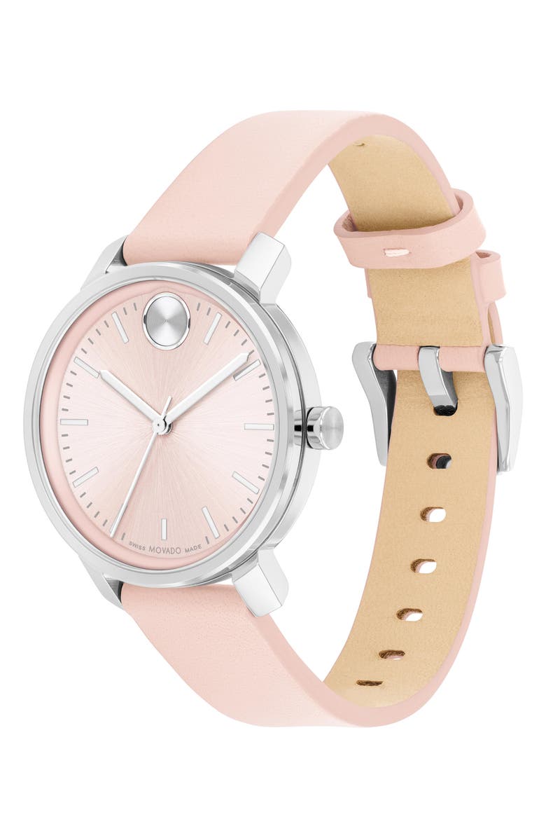Movado Bold Access Leather Strap Watch, 34mm, Alternate, color, Pink
