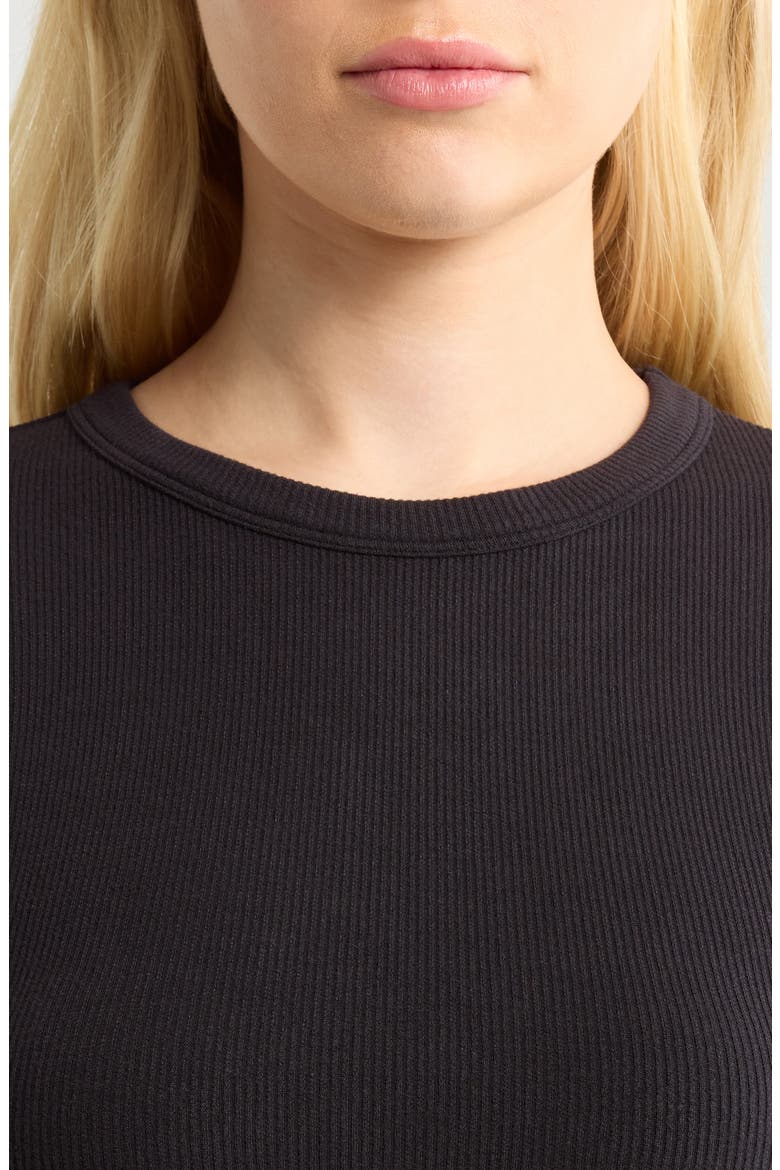Softie Seamless Long Sleeve Crop T-Shirt, Alternate, color, BLACK