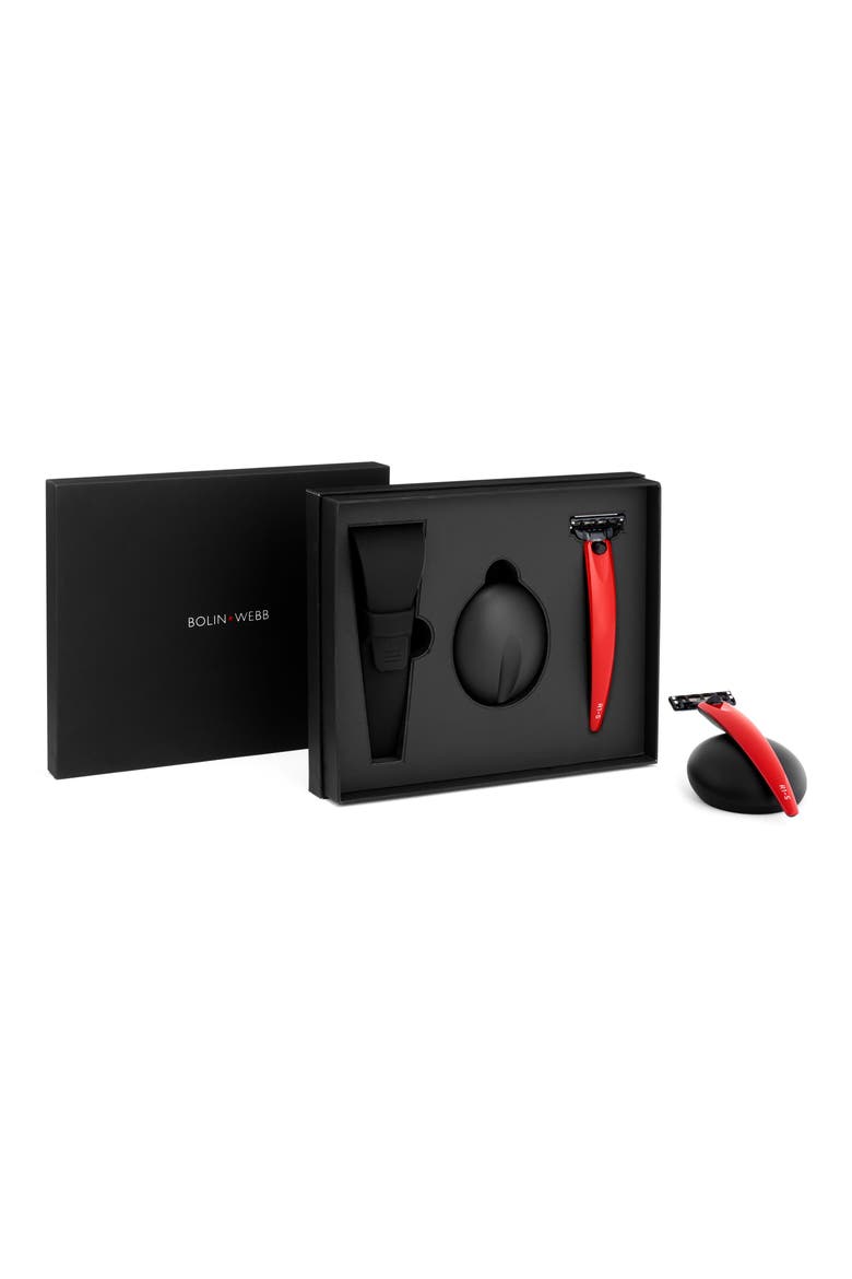 R1 Triple Razor, Razor Stand & Case Set, Alternate, color, MONZA RED