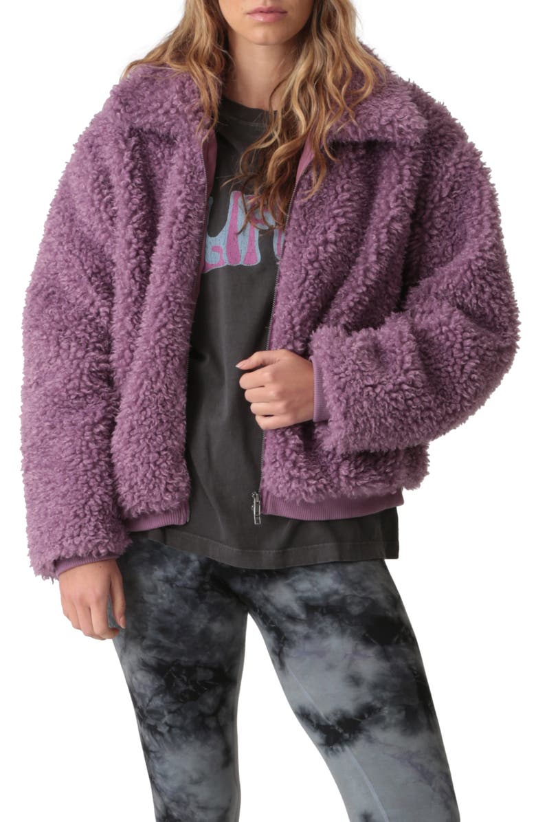 Electric & Rose Paris Faux Fur Zip-Up Bomber Jacket, Main, color, 