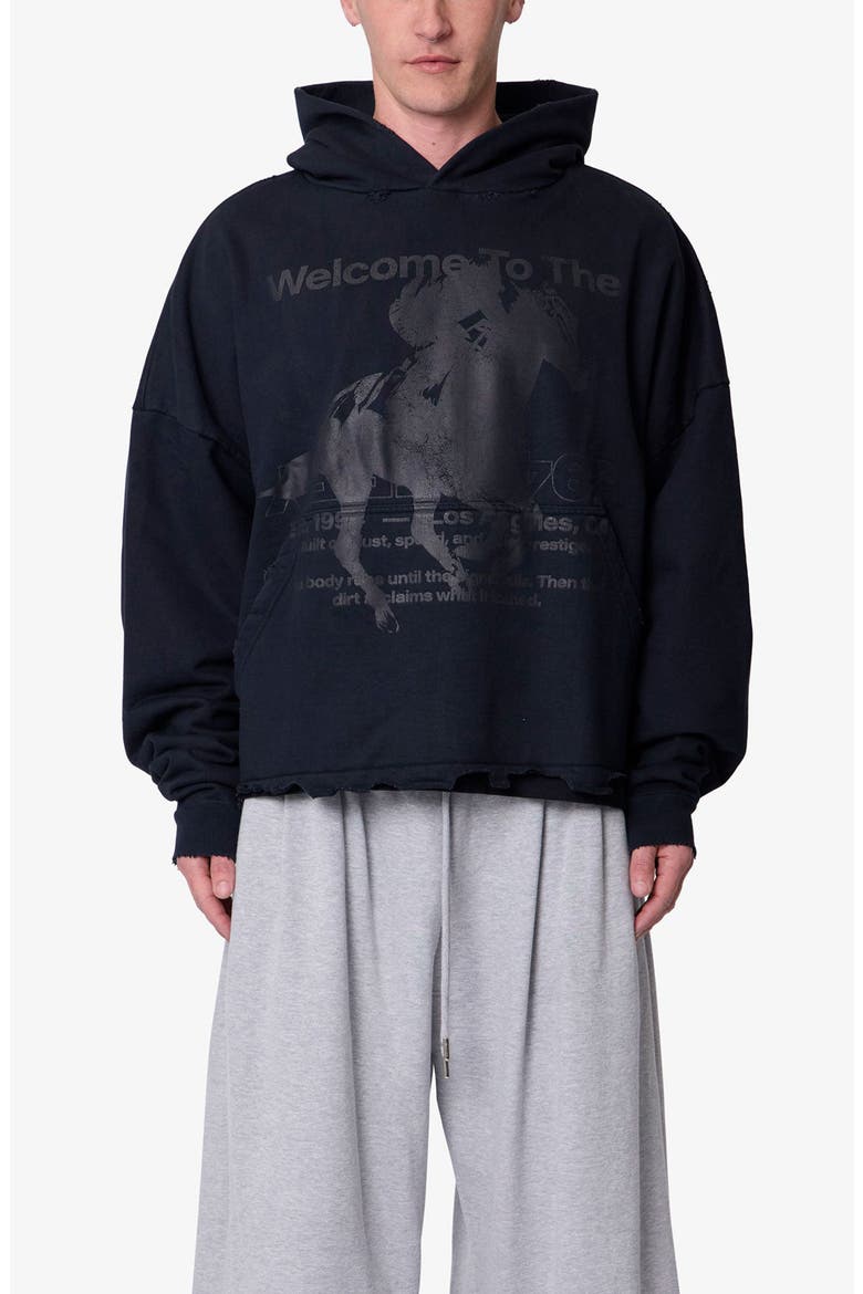 Moth Eaten Graphic Hoodie, Alternate, color, BLACK