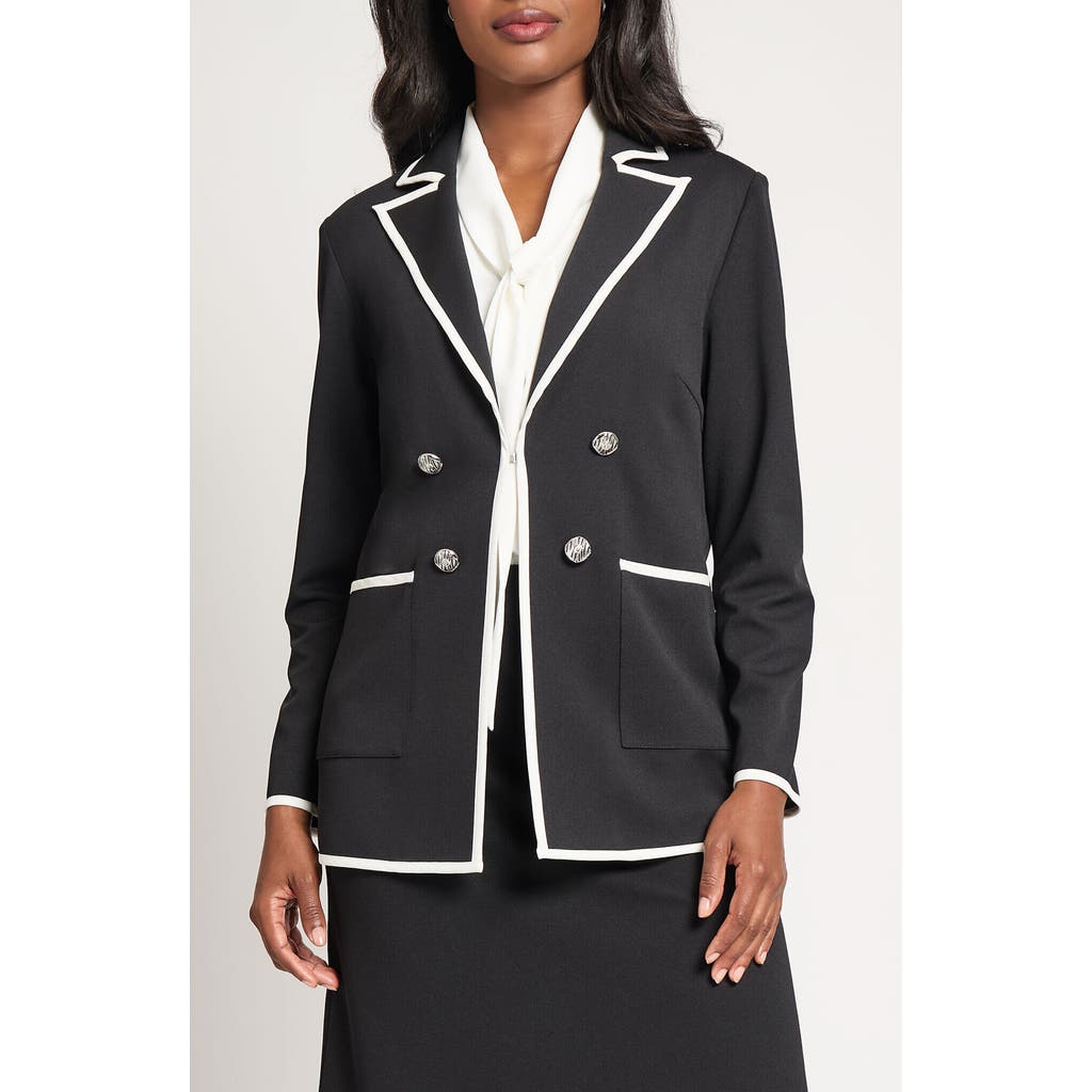 Ming Wang Contrast Detail Jacket In Black