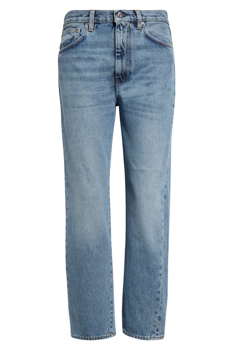 Twisted Seam Organic Cotton Straight Leg Jeans, Alternate, color, WORN BLUE