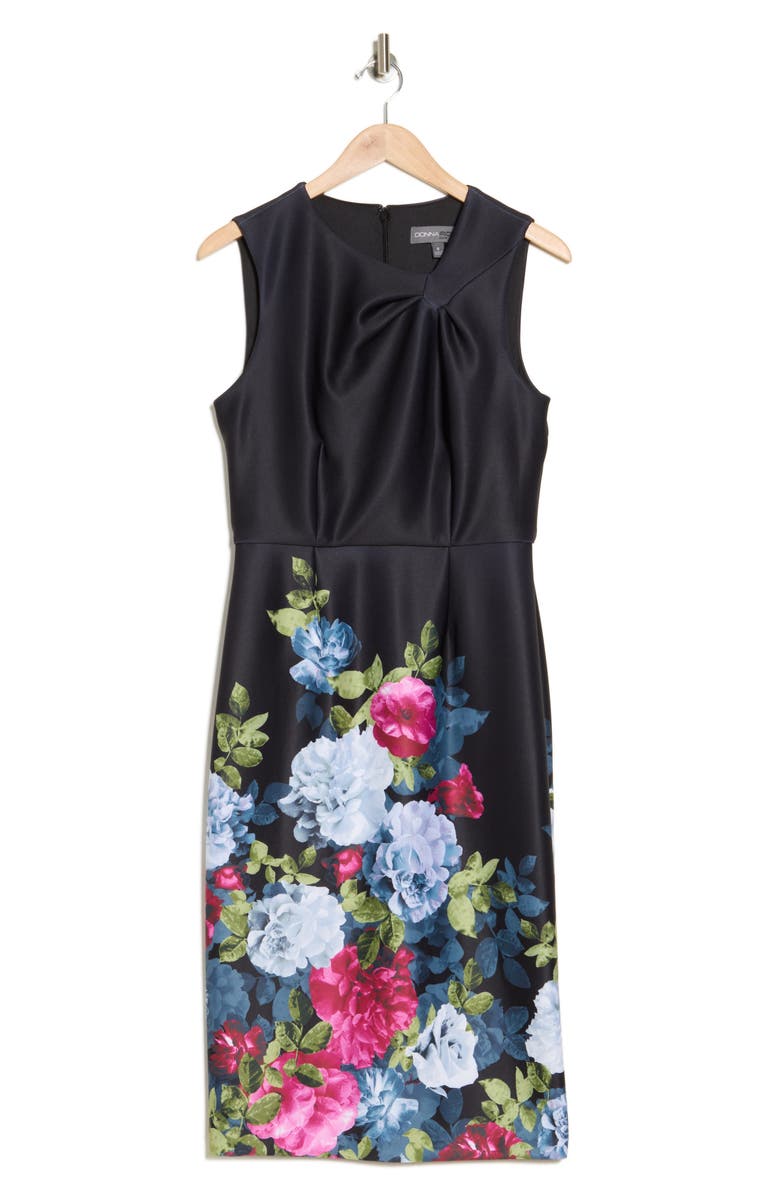 Donna Ricco Front Twist Floral Sheath Dress, Alternate, color,