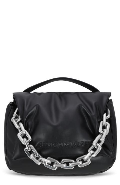 Linked Turnover Faux Leather Shoulder Bag