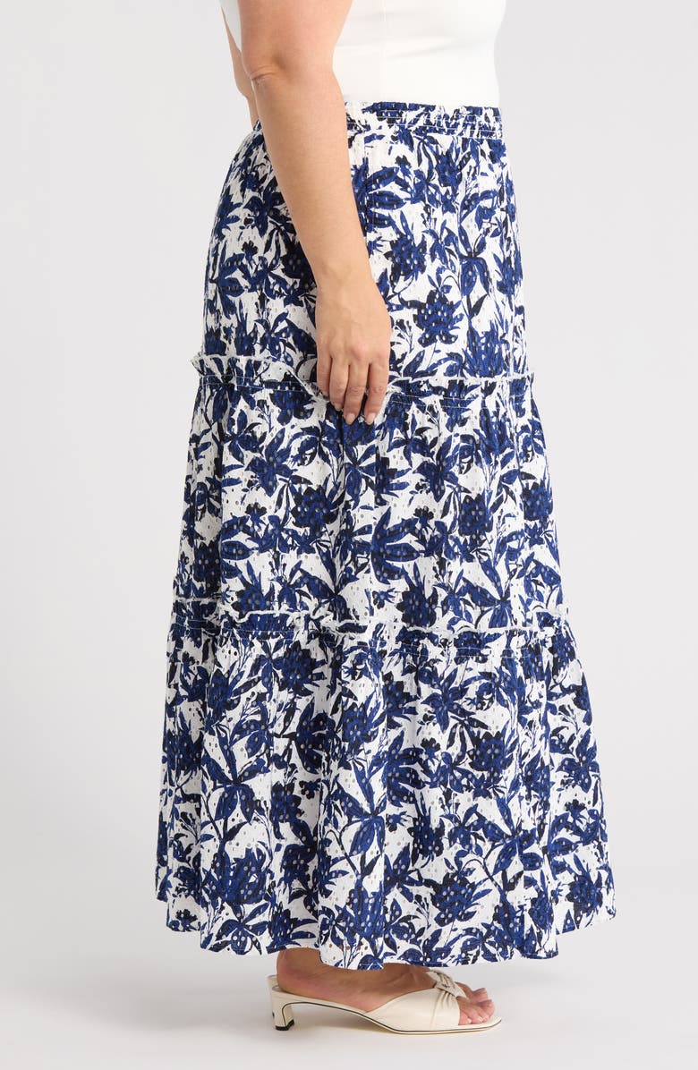 Caslon<sup>®</sup> Print Eyelet Tiered Maxi Skirt, Alternate, color, Ivory- Blue Navy Bea Floral