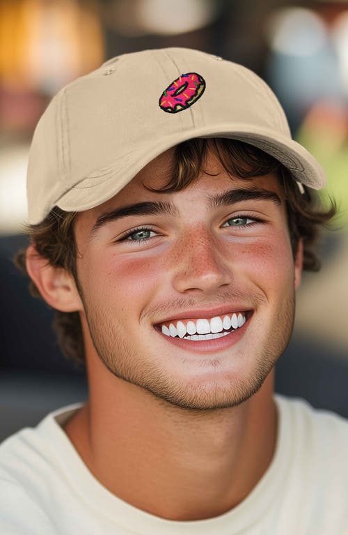 Dalix Donut Embroidered Adjustable Cap In Khaki
