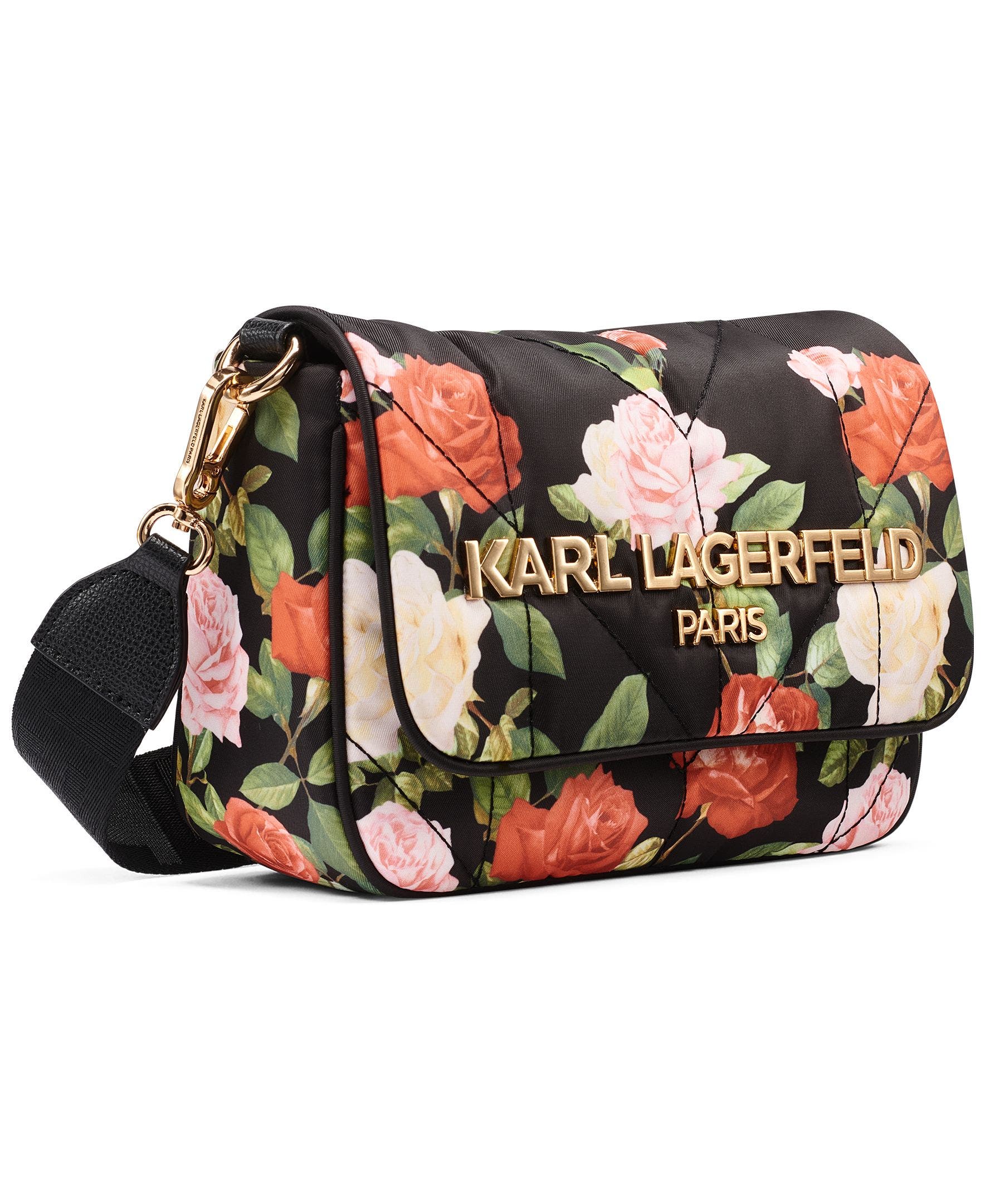 KARL LAGERFELD PARIS Voyage Crossbody, Alternate, color, Black Floral