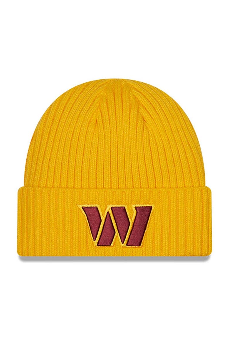 Youth New Era Gold Washington Commanders Core Classic Cuffed Knit Hat, Main, color, Gold