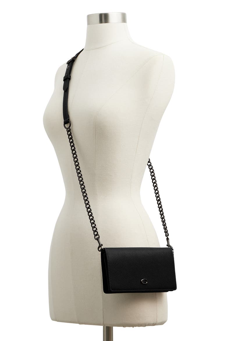 Polished Pebble Leather Crossbody Bag (Nordstrom Exclusive), Alternate, color, BLACK