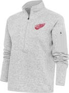 ANTIGUA Women's Antigua Heather Gray Detroit Red Wings Team Logo Fortune Quarter-Zip Jacket