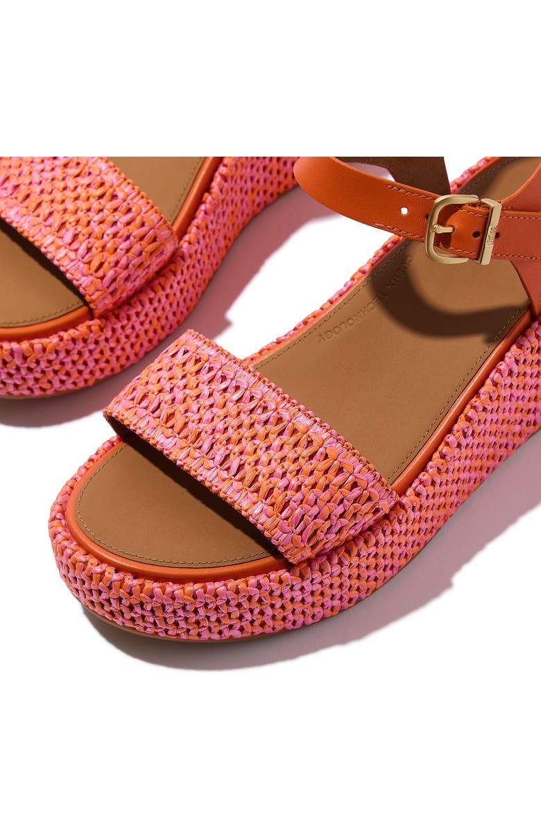 FitFlop PlatFForms Woven Ankle Strap Wedge Sandal, Alternate, color, Satsuma/Pink Perfect