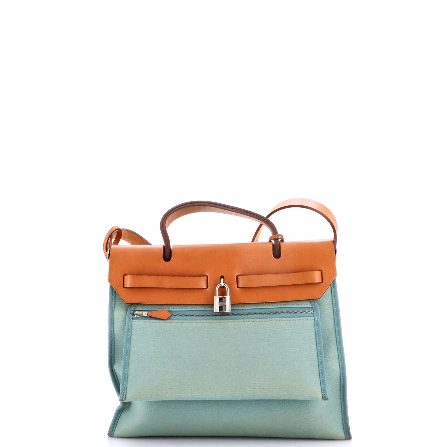 Herbag Zip Leather and Toile 31, Alternate, color, Blue